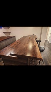 Quick little customer pics they sent in !! Turned out beautiful #apoc#recycle#cleveland#trees#walnut#bartop#custom#liveedge#woodworking | APOC- A Piece Of Cleveland