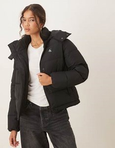 Calvin Klein Jeans short essential puffer jacket in black | ASOS