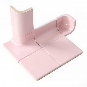 [Hot Item] Pink Color Ceramic Bathroom Tiles Trims Curved Accessories