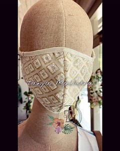 #ivory #gold #glittery #mask #3plyfacemask #3ply #staysafe #stayfashionable #pretty #masks #luxury #love #detail #fashion #style #latest #trend #dress #outfit #shopping #ootd #chic #party #summer #beauty #follow #igers #instafashion #instadaily #fashionblogger | Tanya Malhotra Bespoke Clothing | Facebook