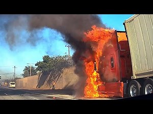 CHAOS Massive 18-Wheeler Truck Fire on Freeway | Shocking Footage!