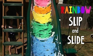 This is pure messy, fun! Definitely a memory making day! http://homegrownfriends.com/home/rainbow-shaving-cream-slip-n-slide/ | Homegrown Friends