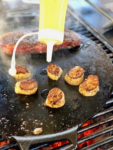 10K views · 206 reactions | NY Strip Steak and Scallops on Cast Iron | GrillinFools.com | Facebook