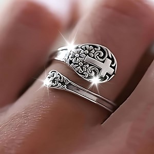 Momihoom Spoon Rings for Women 925 Sterling Silver Sunflower Adjustable Thumb Spoon Rings Celtic Knot Promise Engagement Statement Boho Vintage Finger Open Antique Rings Jewelry