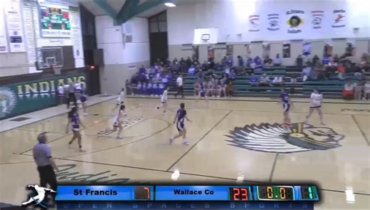 Sharon Springs-Wallace County junior Jersi Benisch with the ¾ court bucket at the buzzer to end the 1st quarter on Friday. The Wildcats would win 60-34 over St. Francis and move to 14-3 on the season. #sportsinkansas video: Open Spaces Sports | Sports in Kansas