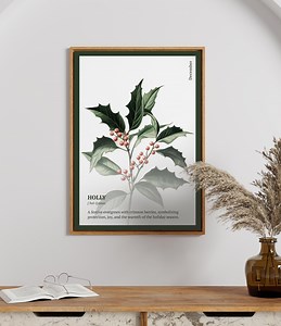 December Birth Flower – Holly Vintage Botanical Print | Antique Floral Wall Art | Digital Download