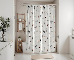 Beach Cottage Shower Curtain | Navy Blue Palm Tree Design | Coastal Bath Decor | Gift for Her | Modern Curtain | All Size | Personalization - Etsy Australia