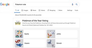 You can vote for Pokémon of the Year on Google.com right now