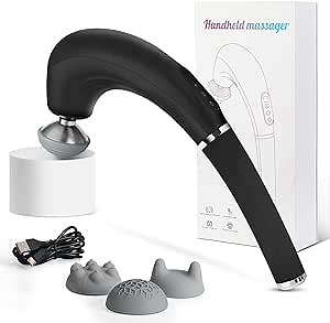 Rechargeable Hand Held Deep Tissue Massager for Muscles, Back, Foot, Neck, Shoulder, Leg, Calf Cordless Electric Percussion Body Massage,Balck…