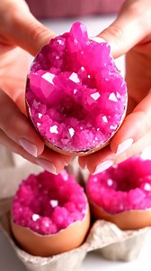 71K views · 372 reactions | Pink Eggshell Geodes Materials: - Borax powder - Very hot water - Pink liquid food coloring - Clean eggshell halves - Egg carton or muffin tin - Heat-safe measuring cup or jar - Spoon for stirring - Paper towels Transform ordinary eggshells into stunning pink geodes using basic household materials. This vibrant craft creates beautiful crystals, perfect for decorative displays. | Charming Recipes | Facebook