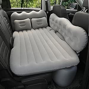 SUV Car Air Mattress for Back Seat, Inflatable Portable Sleeping Bed Fast Inflation Travel Pad with Air Pump & Two Pillows & Black Patch for Universal Car SUV Truck MPV Camping Traveling (Gray)