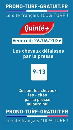 Quinté+ Pronostics PMU de la Presse du Vendredi 26/06/26 · Synthèse des 10 meilleurs journalistes