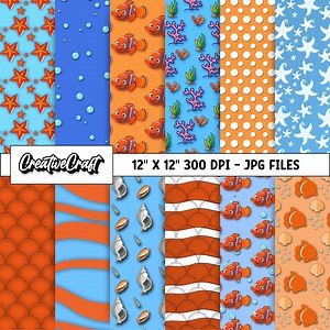 12 Finding Nemo Digital Papers 300 DPI Maximum Quality, Finding Nemo Scrapbooking, Finding Nemo Printables Papers Designs, Instant Download - Etsy UK