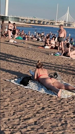 Beach walking tour, Russia Saint Petersburg walking tour, micro bikini girl, Beach G-string bikini