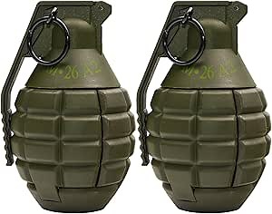 M26A2 Airsoft Grenade Toys 2pcs - Tactical CS Battle Game Toy Hand Grenades With Pull Ring for Age 14+ - Plastic Role Play Model Prop