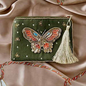 Hand-embroidered Beaded Pouch With Butterfly – Mini Cosmetic Bag – Glass Bead Pouch – Small Toiletry Bag – Gift for Women - Etsy