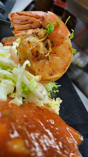 Holy. Shrimp. 🍤🍤🍤🍤🍤 #foodpornwednesday island escapism - chili lime poached shrimp/grilled pineapple tequila cocktail sauce/citrus mango slaw The meal I promise and serve is my reputation. If you enjoy it, tell others. If not, tell me." - Talbot Reiber #alwaysdeliciousneverpretentious #talbotstaproomandterrace #mercercountypa #supportlocal #supportawesome #independentrestaurant | Talbot's Taproom & Terrace