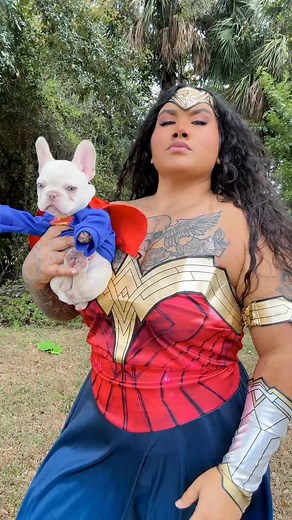 Super pup and Wonder Woman to the rescue 🦸🏽‍♀️🐾 #Wonderwoman #fyp #lesbiansoftiktok #viral #cosplay #wlw #lesbian #gemini #confidence #goddessenergy #trending | Maribel Martinez