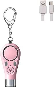 Rechargeable Safe Sound Personal Alarm,130DB Loud Siren Self Defense Alarm Keychain with Mini LED Flashlight and Red&Blue Emergency Strobe Lights, Security SOS Alarm for Women,Kids, Elder (Pink)