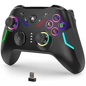 Y Team Wireless Gaming Controller for Windows PC (7/8/10/11)/Stem Deck/PS3 and Android TV Box, Gamepad Joystick with Dual Vibration, Computer Game Controller with 2 Customized Keys, Turbon Function and Headphone jack, Battery Up to 15Hours.