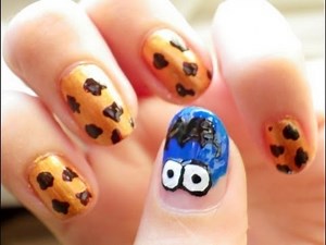 Uñas monstruo de las galletas - cookie monster nails