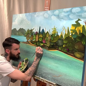 91K views · 5.9K reactions | My ideas come from nature (hiking and exploring), 90s video games that I grew up with (Sonic, Mario, Donkey Kong Country - these are all huge influences), and other Canadian artists like Emily Carr, EJ Hughes, The Group of Seven. Basically all the things that are nostalgic for me.  | Sams Original Art | Facebook