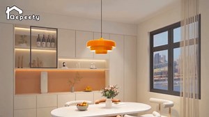 Set of 2 Orange Pendant Lights, Nordic Flush Mount Mid Century Modern Chandeliers for Kitchen Island, Dining Room, Pantry, Farmhouse Ceiling