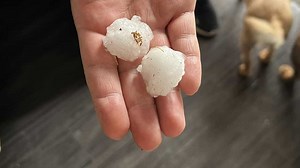 Large hail falls in Albuquerque during severe storm