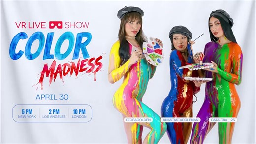 TOMORROW: VR Color Madness 🖌️@Catalina_23, @anastasiacoleman, and @xDiosaGoldenx bring body art into motion - blending visuals, energy, and presence into one immersive VR show.🤤 Meet the full visual experience built for VR tomorrow.5 PM NY / 2 PM LA / 10 PM London