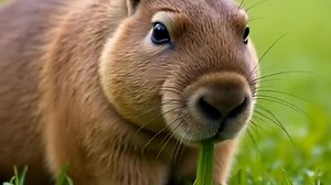 Capybara eating grass