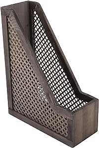 JJSQ Wooden Magezine Holder File Folder Organizer with Bamboo Decor Decorative Desktop Book Magezine Stand Rack for Home Office Natural