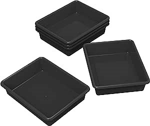 Storex Letter Size Flat Storage Tray – Organizer Bin for Classroom, Office and Home, Black, 5-Pack (62516U05C), 10 x 13 x 3 Inches
