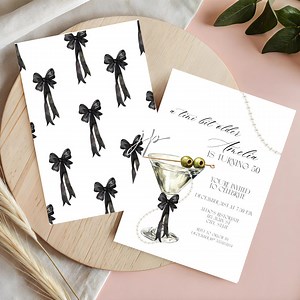 Black Bow Dirty Martini Birthday Invite Tini Bit Older Cocktail Party Invitation Editable Pearls 50th Template Women's 30th Invite Download - Etsy