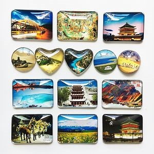 [Hot Item] Refrigerator Magnets Glass Souvenir Gift Print Logo Circle Dome Fridge Sticker Magnet