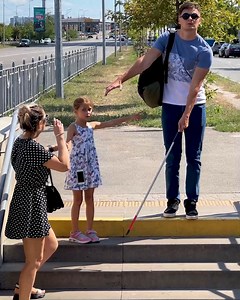 18K views · 180 reactions | Social experiment: Blind man seeks help down the stairs | Hungry Panda | Facebook