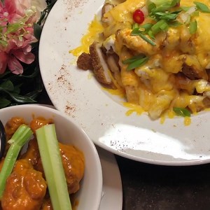 Lunch for me today.... Loaded Louisiana fries & buffalo wings!! | Arcadia Cafe & Late bar | Facebook