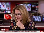 Victoria Derbyshire has domestic abuse helpline written on hand