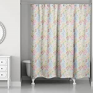 Wild Flower Floral on Blue 71 x 74 Shower Curtain