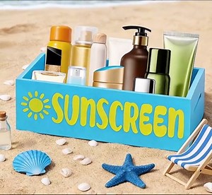 Klmnop Wooden Sunscreen Pool Storage Bucket, Poolside Basket for Outdoor Indoor Swimming Beach Camping Sunblock Sunglasses Accessories(Blue)