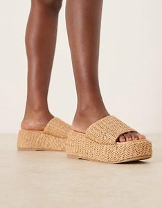 ASOS DESIGN - Teagan - Chaussures compensées à semelle plateforme en raphia - Naturel | ASOS