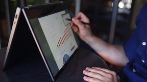 Businessman Makes Presentation Using Stylus Stock Footage SBV-338071007 - Storyblocks