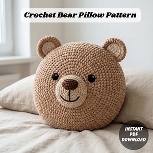 Crochet Bear Pillow Pattern PDF | Cute Amigurumi Cushion | Teddy Bear Crochet Pillow | Beginner Friendly - Round Crochet Cushion Pattern - Etsy