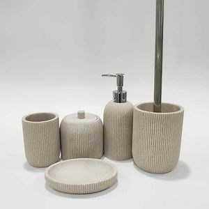 [Hot Item] Customized Resin Luxury Sandstone Bathroom Accessories Set for Star Hotel