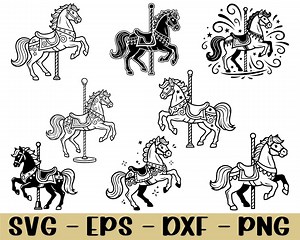 Carousel Horse Svg, Dxf, Png - Etsy Australia