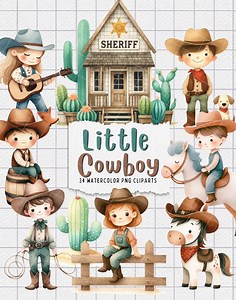 Baby Cowboy Clipart: Wild West PNG Graphics (digital Download) - Etsy Canada