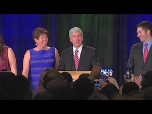 Governor Rick Snyder gives victory speech after winning election