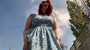 Lady Langford Nylons - Under the skirt in the open air you can see a lot of interesting