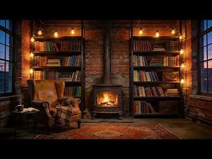 Vintage Library Loft 📚 | Piano Jazz & Fireplace for Concentration