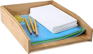 Mind Reader File Organizer Desktop Document Letter Tray, Eco-Friendly, Bamboo, Brown