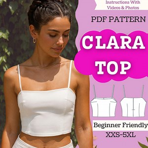 Square-neck Cami Crop Top Sewing Pattern: Fitted Spaghetti Strap Tank (PDF Pattern XXS–5XL A0/a4/letter) - Etsy